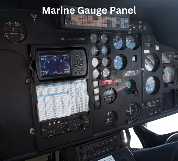 A cockpit equipped with a marine gauge panel, highlighting essential navigation instruments and controls for maritime operations